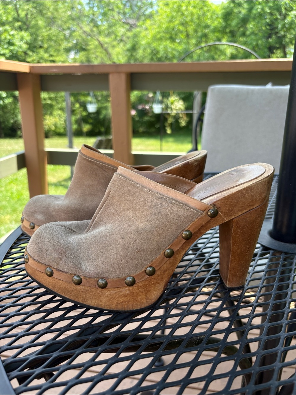 Candies Suede Clog Heel Sandal